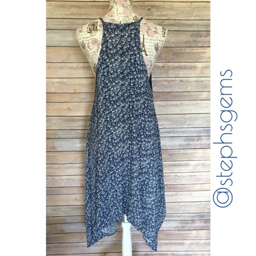Blue Floral T-back Dress - Picture 2 of 3
